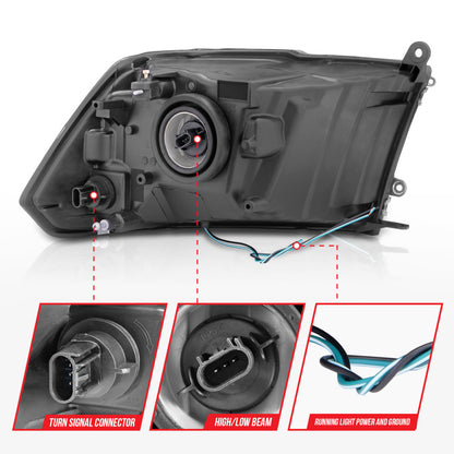 ANZO 2009-2018 Dodge Ram 1500 Crystal Headlights w/ Light Bar Black Housing 111515 111515 Photo - Unmounted