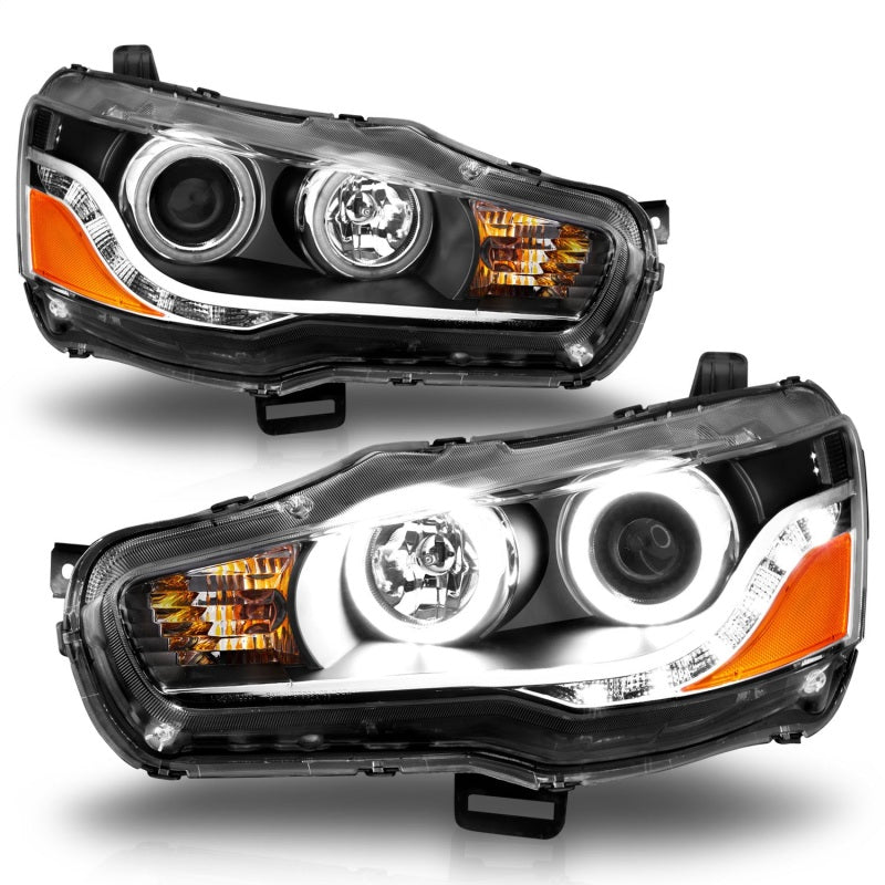 Anzo 2008-2015 Mitsubishi Lancer Projector Headlights w/ Halo Black (CCFL) 121428 Photo - Unmounted