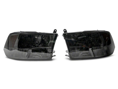 Raxiom 09-18 Dodge RAM 1500 Axial OEM Rep Headlights w/ Dual Bulb- Chrome Housing (Smoked Lens ) R118021 R118021 Photo - Close Up