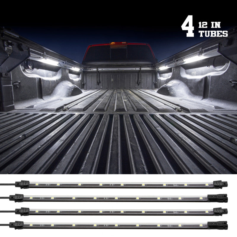 XKGLOW XK Glow Truck Bed Light w/ Auto Off Delay Switch Underglow LED Accent Truck Bed/Toolbox White - 4x XK041015-W