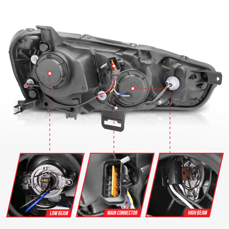 Anzo 2008-2015 Mitsubishi Lancer Projector Headlights w/ Halo Black (CCFL) 121428 User 5