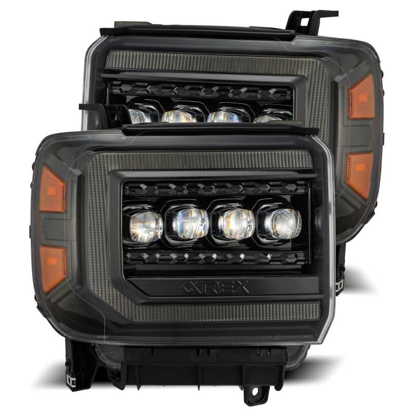 AlphaRex 14-18 GMC Sierra NOVA LED Proj Headlights Plnk Style Alpha Blk w/Activ Light/Seq Signal/DRL 880616 880616 Photo - Primary