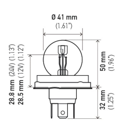 Hella Bulb 7952 24V 55/50W P45t S13 R2 7952 7952 Technical Drawing