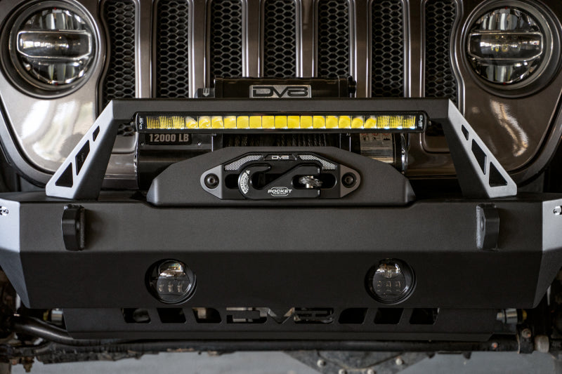 DV8 Offroad 07-23 Jeep Wrangler/Gladiator JT/JK/JL FS-25 Stubby Front Bumper w/Plated Bull Bar FBJL-06