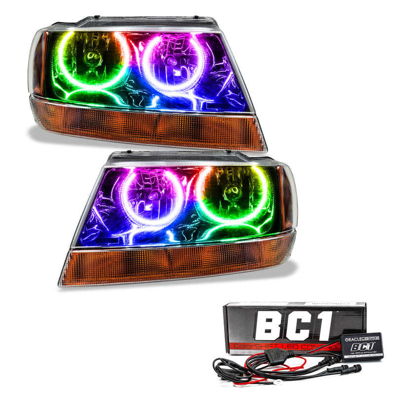 ORACLE Lighting Oracle 99-04 Jeep Grand Cherokee SMD HL - Black - ColorSHIFT w/ BC1 Controller 7167-335