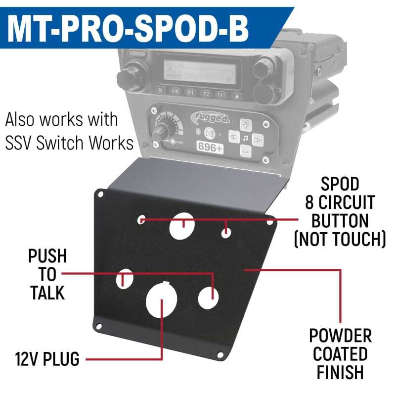Rugged Radios Polaris RZR PRO XP/Turbo R/PRO R Dash Mount - Jack Mount MT-PRO-JM MT-PRO-JM Photo - Primary