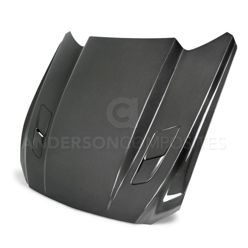Anderson Composites 2015-2017 Ford Mustang Double Sided Carbon Fiber Cowl Hood AC-HD15FDMU-CJ-DS AC-HD15FDMU-CJ-DS Photo - Primary