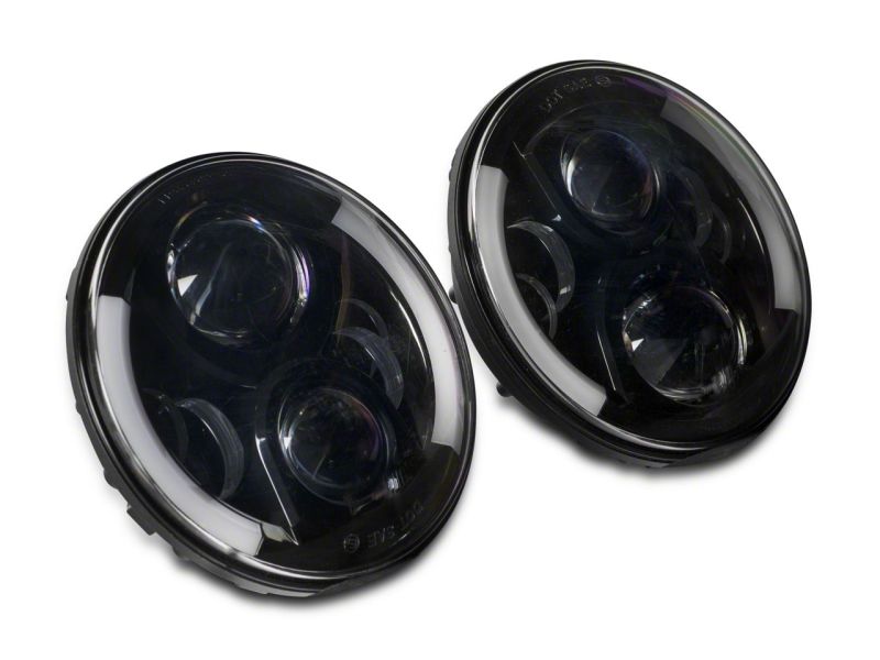 Raxiom 97-18 Jeep Wrangler TJ & JK 6-LED Headlights w/ Partial Halo- Blk Housing (Clear Lens) J135442 J135442 Photo - Close Up