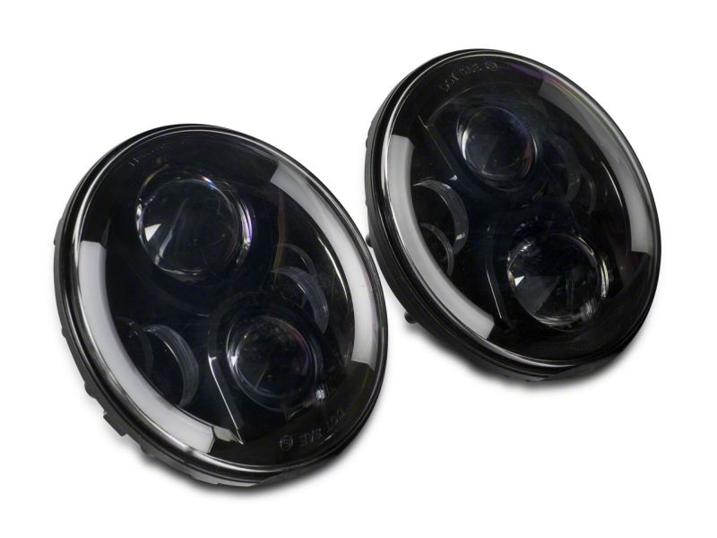 Raxiom 97-18 Jeep Wrangler TJ & JK 6-LED Headlights w/ Partial Halo- Blk Housing (Clear Lens) J135442