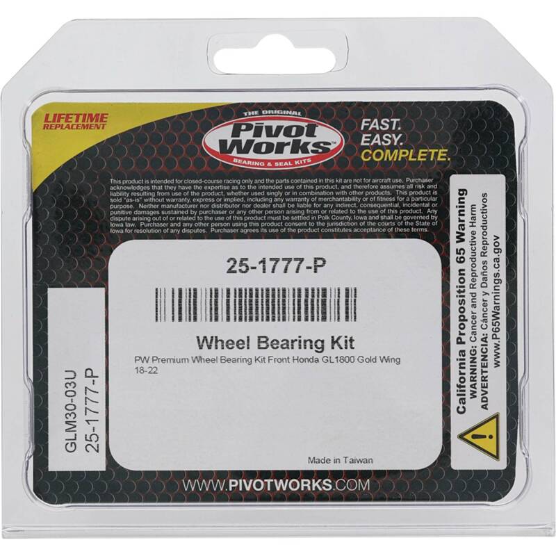Pivot Works Honda Wheel Bearing Kit Premium Bearings 25-1777-P 25-1777-P Photo - Primary