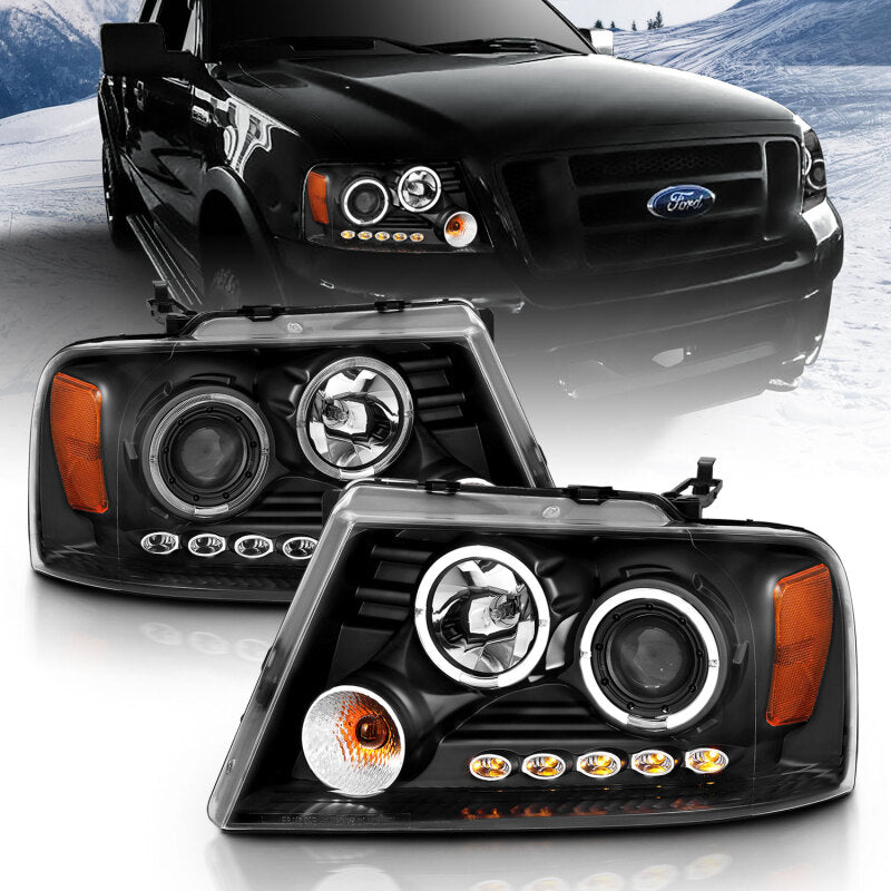 Anzo 2004-2008 Ford F-150 Projector Headlights w/ Halo and LED Black G2 111204 User 1