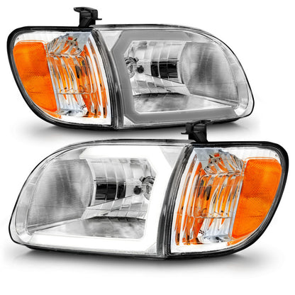 ANZO 00-04 Toyota Tundra (Reg/Acc Cab Only) Crystal Headlights w/Lgt Bar Chrome w/Corner Lights 2pc 111580 111580 Photo - Unmounted