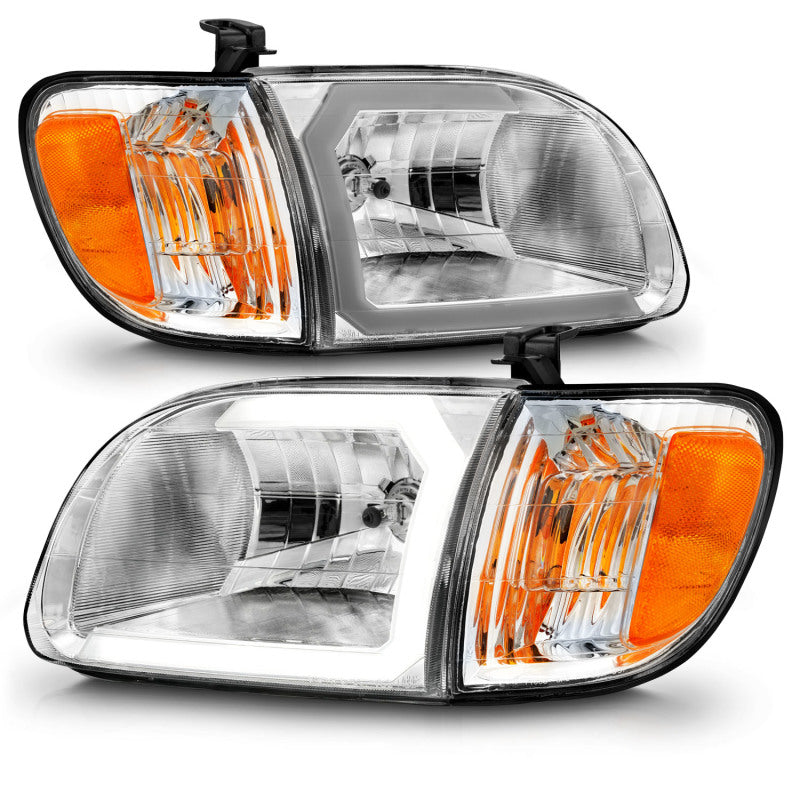 ANZO 00-04 Toyota Tundra (Reg/Acc Cab Only) Crystal Headlights w/Lgt Bar Chrome w/Corner Lights 2pc 111580 111580 Photo - Unmounted