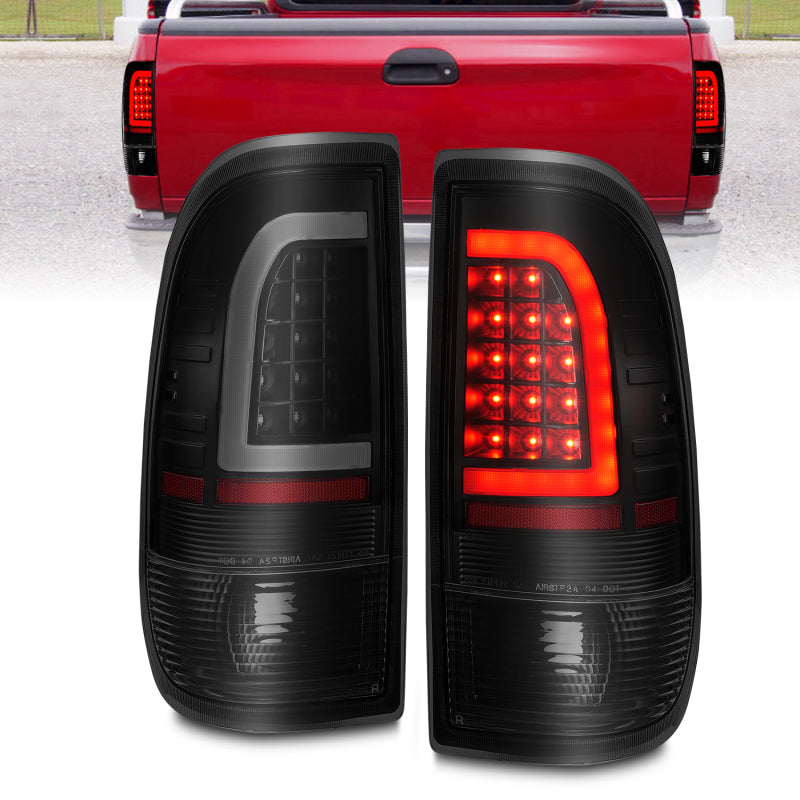 ANZO 1997-2003 Ford F-150 LED Tail Lights w/ Light Bar Black Housing Smoke Lens 311378 311378 Photo - Primary