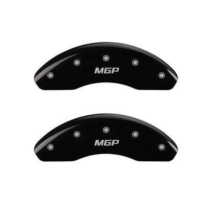 MGP Front set 2 Caliper Covers Engraved Front MGP Black finish silver ch 26003FMGPBK 26003FMGPBK Photo - Primary
