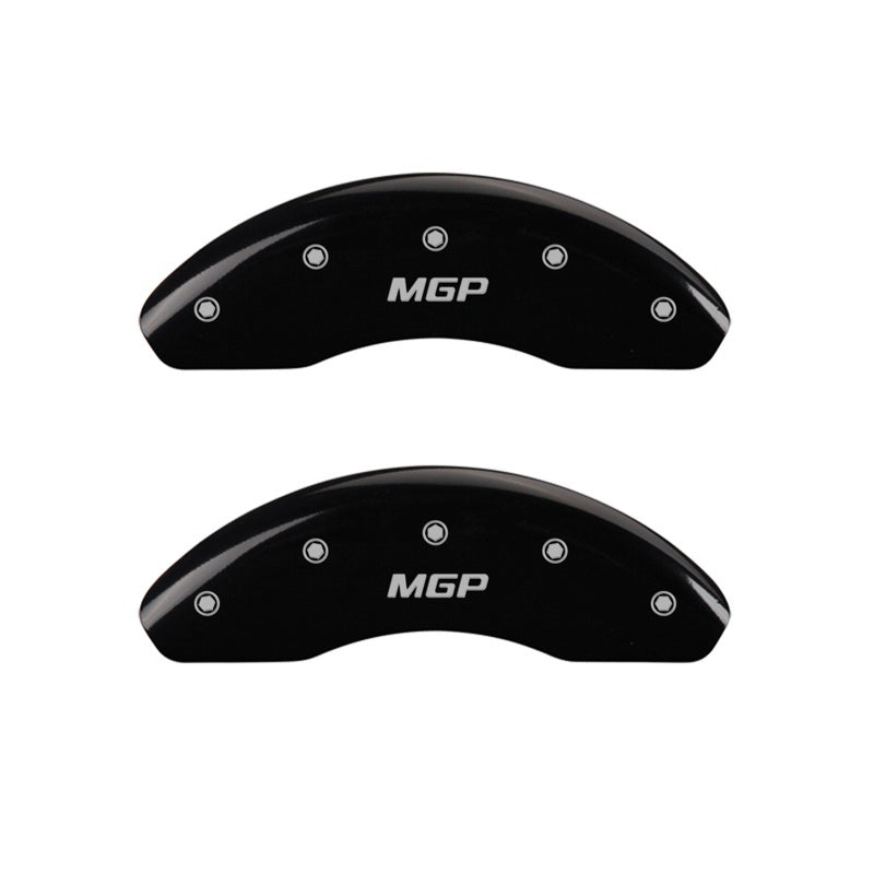 MGP Front set 2 Caliper Covers Engraved Front MGP Black finish silver ch 16214FMGPBK 16214FMGPBK Photo - Primary