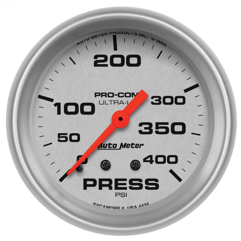 Autometer Gauge, Pressure, 2 5/8", 400Psi, Mechanical, Ultra-Lite 4424 Photo - Primary