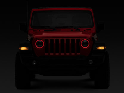 Raxiom 18-22 Jeep Wrangler JL/JT Axial 9-Inch LED Headlights w/RGB Halo- Blk Housing (Clear Lens) J142668 J142668 Photo - Close Up