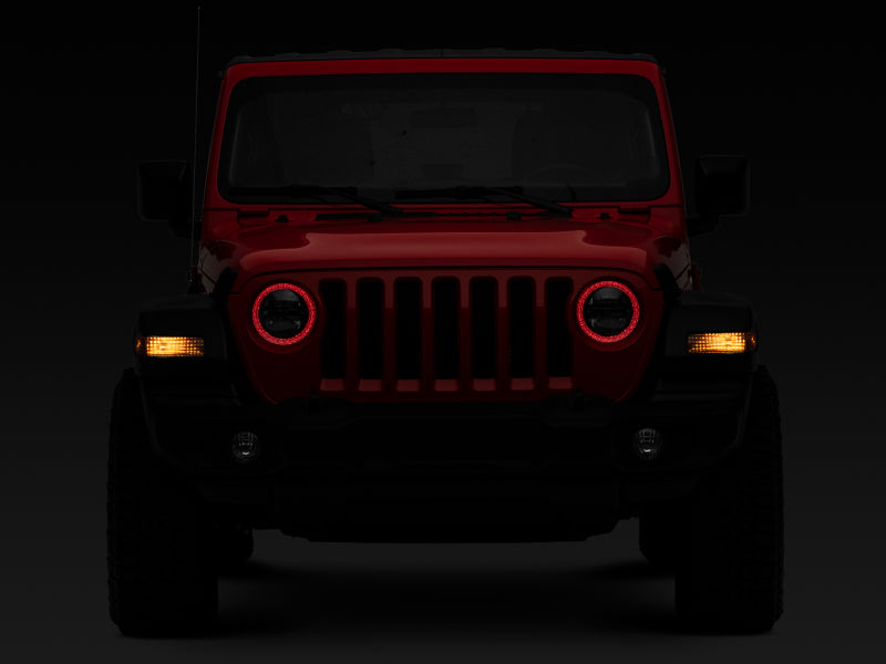 Raxiom 18-22 Jeep Wrangler JL/JT Axial 9-Inch LED Headlights w/RGB Halo- Blk Housing (Clear Lens) J142668 J142668 Photo - Close Up