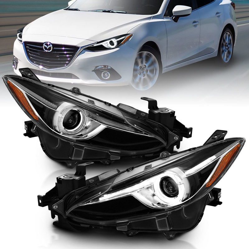 Anzo Projector Headlights With Halo Black w/Amber 14-17 Mazda 3 121522 Photo - Primary