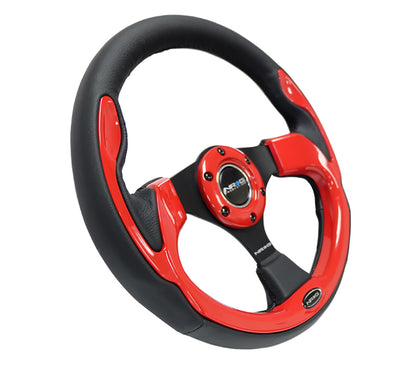 NRG Reinforced Steering Wheel- 320mm Sport Steering Wheel w/ Red Trim RST-001RD Photo - Primary
