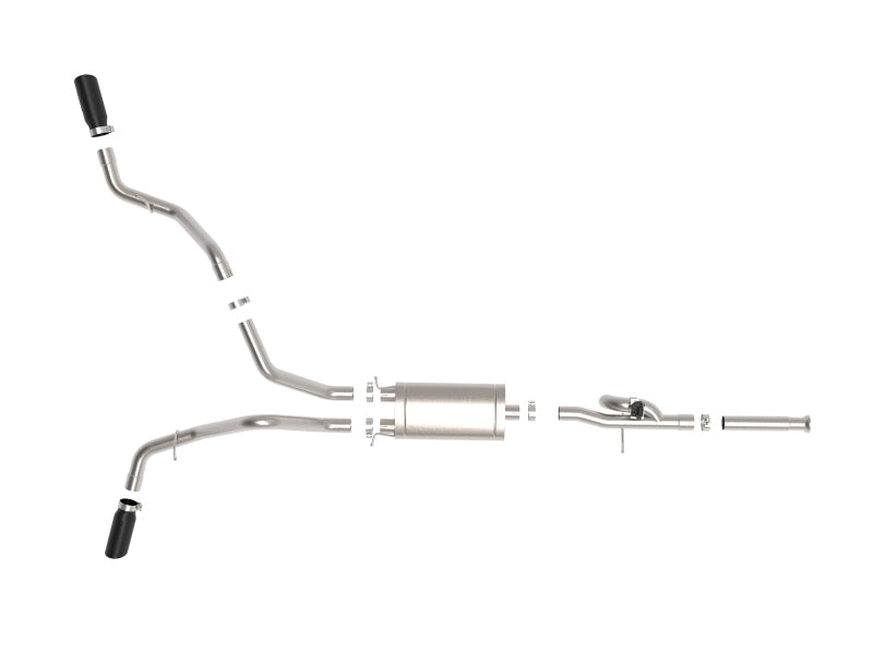 aFe Gemini XV 3in 304 SS Cat-Back Exhaust 09-18 GM Trucks V6-4.3/V8-4.8/5.3L w/ Black Tips 49-34131-B 49-34131-B Photo - Unmounted