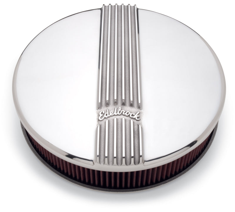 Edelbrock Air Cleaner, Classic Series, Round, Aluminum Top, Cloth Element, 14" D 4117 Photo - Unmounted