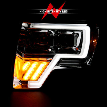 ANZO 2009-2014 Ford F-150 Projector Headlight Chrome Amber 111446 111446 Photo - Unmounted