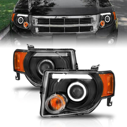 Anzo 2008-2012 Ford Escape Projector Headlights w/ Halo Black 111355 Photo - Primary