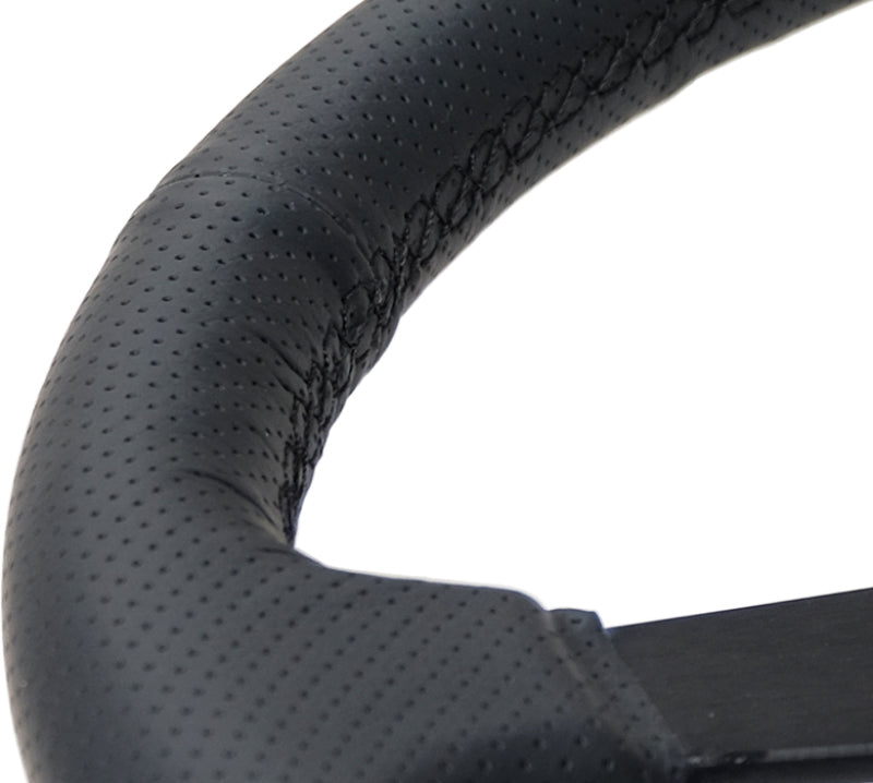NRG Sport Steering Wheel (350mm / 1.5in Deep) Black Leather Black Stitch w/Matte Black Solid Spokes RST-037MB-PR RST-037MB-PR User 1