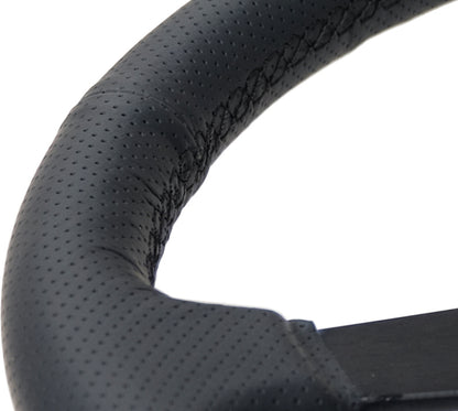 NRG Sport Steering Wheel (350mm / 1.5in Deep) Black Leather Black Stitch w/Matte Black Solid Spokes RST-037MB-PR RST-037MB-PR User 1