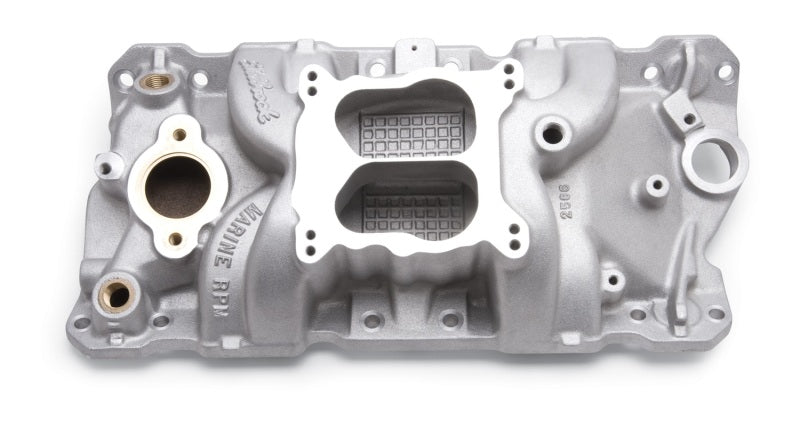 Edelbrock Manifold, Sbc 23-degree, Marine Rpm,  1987-1995, With Brass 2506 Photo - Unmounted