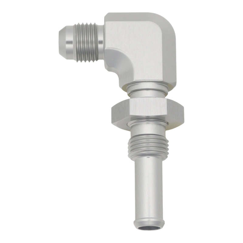 DeatschWerks 6AN Male Flare to 90-Degree 3/8in Single Hose Barb - Anodized DW Titanium 6-02-0733 6-02-0733 Photo - Primary