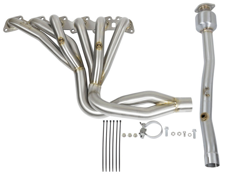 aFe Twisted Steel Long Tube Header & Connection Pipes; Street Series 48-36105-YC Photo - Unmounted
