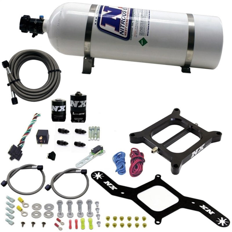 Nitrous Express 4150 RNC Conventional Nitrous Plate Kit w/.375in Solenoid w/15lb Bottle 55140-15 55140-15 Photo - Primary
