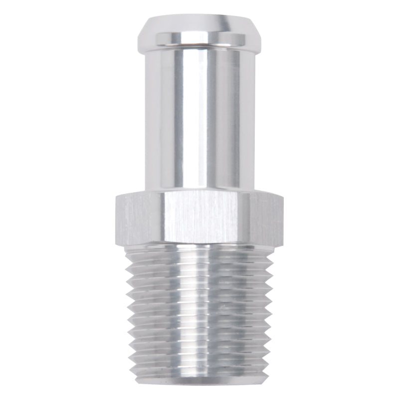 Edelbrock Hose End, Straight, 1/2" NPT to 5/8" Barb, Clear Anodize 8160 Photo - Primary
