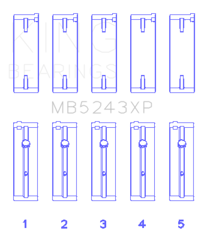 King Nissan SR20DE/DET (2.0L) (Size STD) Performance Main Bearing Set MB5243XP MB5243XP Photo - Primary