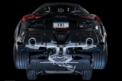 AWE 2020 Toyota Supra A90 Track Edition Exhaust - 5in Chrome Silver Tips 3015-32116 3015-32116 Photo - Mounted
