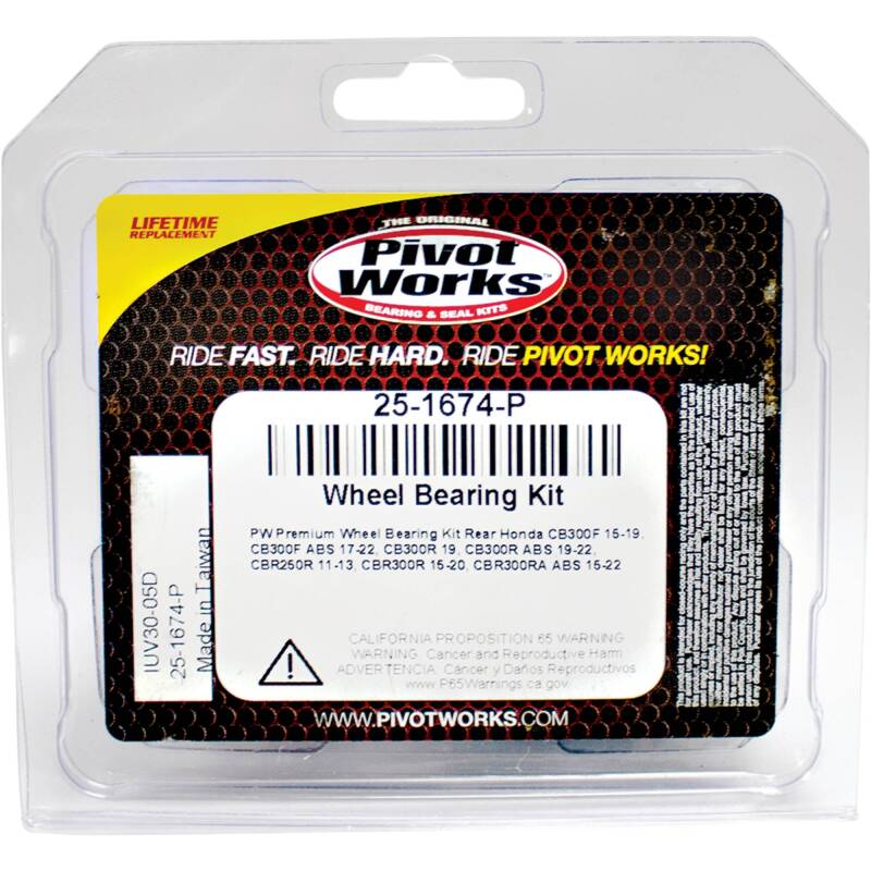 Pivot Works Honda Wheel Bearing Kit Premium Bearings 25-1674-P 25-1674-P Photo - Primary