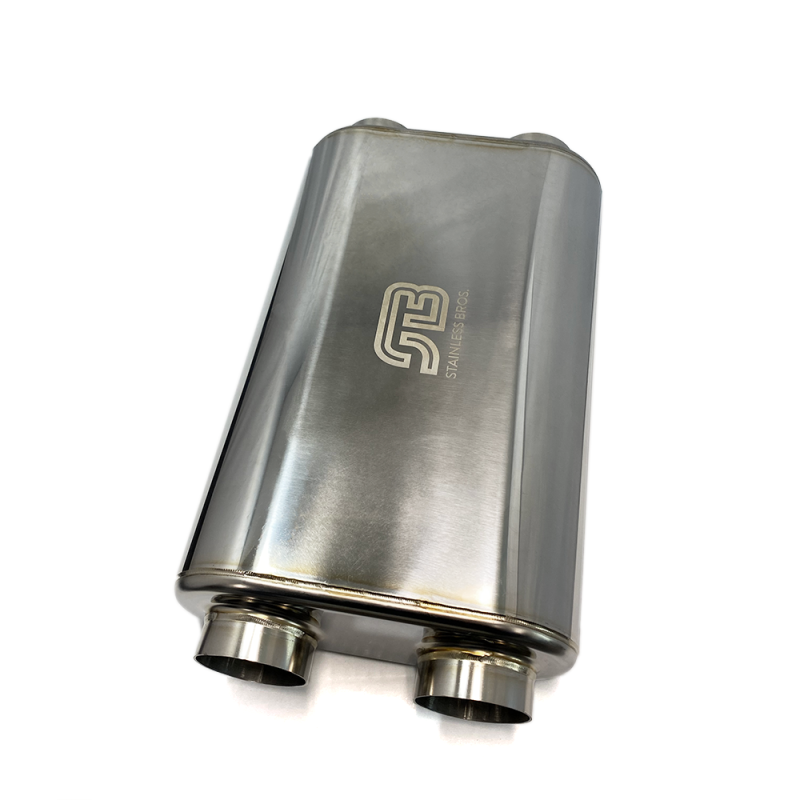 Stainless Bros 17in OAL 2.5in Thin Oval SS304 Polished Finish Muffler - 2.5in Dual In/Dual Out 616-06323-2250 616-06323-2250 User 1