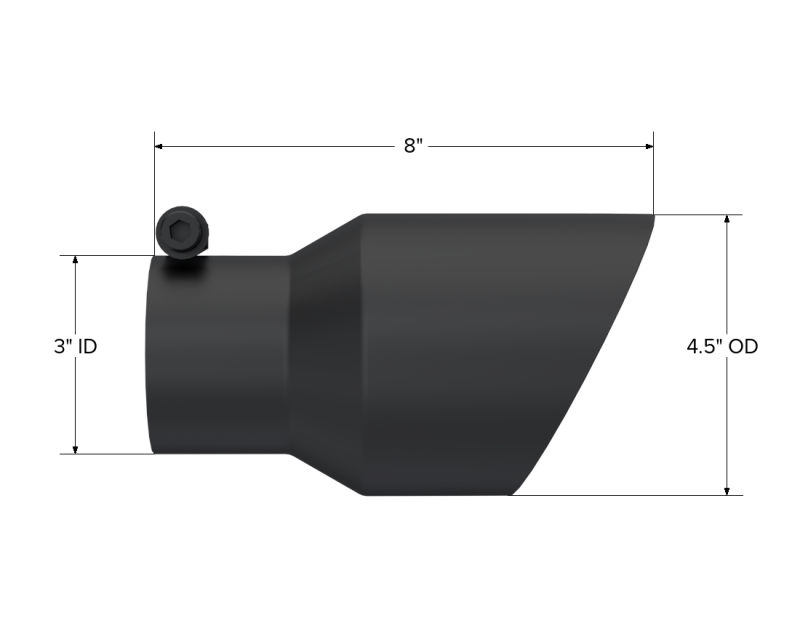 MBRP Universal Tip 4.5in OD 3in Inlet 8in Length Dual Walled Angled Exhaust T5151BLK Photo - Close Up