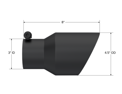 MBRP Universal Tip 4.5in OD 3in Inlet 8in Length Dual Walled Angled Exhaust T5151BLK Photo - Close Up