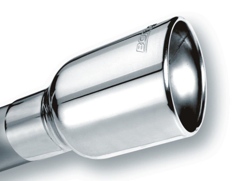 Borla Universal Polished Tip Single Oval Rolled Angle-Cut w/Clamp (inlet 2 1/2in. Outlet 4 1/4 x 3 1 20155 20155 Photo - Primary