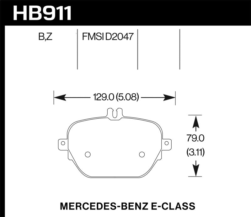 Hawk Performance Hawk 17-18 Mercedes-Benz E43 AMG 4Matic 3.0L/ 2018 Mercedes-Benz E400 HPS 5.0 Street Rear Brake Pads HB911B.654 HB911B.654 Photo - Primary