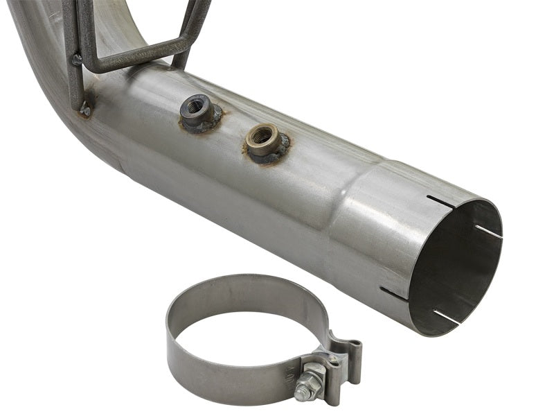 aFe Large Bore-HD 4in 409 Stainless Steel DPF-Back Exhaust System w/Dual B 49-44086-B Photo - Unmounted