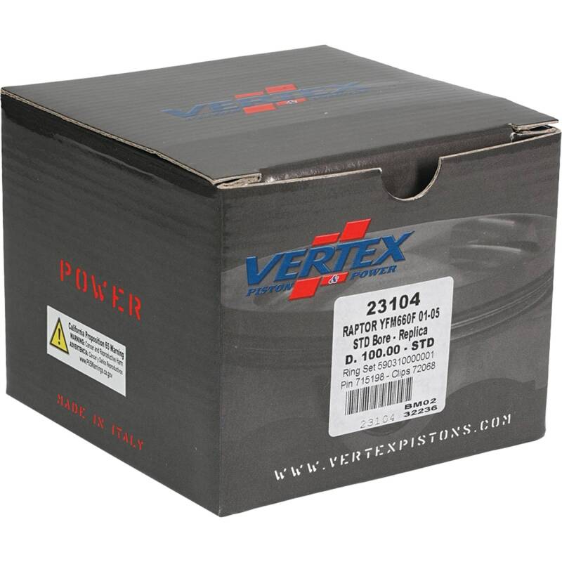 Vertex Pistons Vertex Piston 02-08 Yamaha YFM 660 F Grizzly 4x4 660cc Cast Replica Piston Kit 23104 23104 Photo - Primary