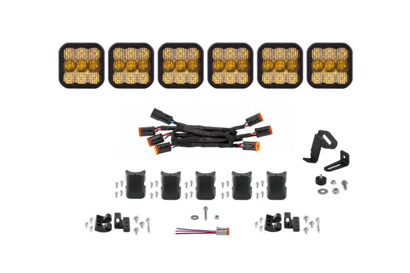 Diode Dynamics SS5 Sport Universal CrossLink 6-Pod Lightbar - Yellow Combo DD6799 DD6799 Photo - Primary