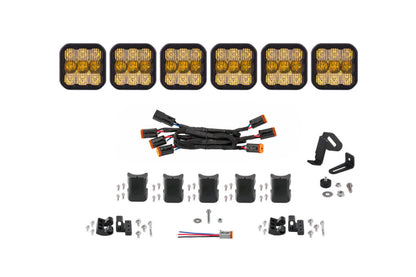 Diode Dynamics SS5 Sport Universal CrossLink 6-Pod Lightbar - Yellow Combo DD6799 DD6799 Photo - Primary