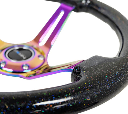 NRG Reinforced Classic Wood Grain Wheel,350mm,3 spoke Slotted Center Neoch RST-018BSB-MC Photo - Primary