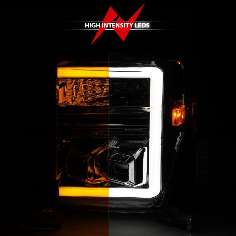 ANZO 08-10 Ford F-250 - F-550 Super Duty Projector Headlights w/ Light Bar Switchback Chrome Housing 111587 111587 Photo - Unmounted